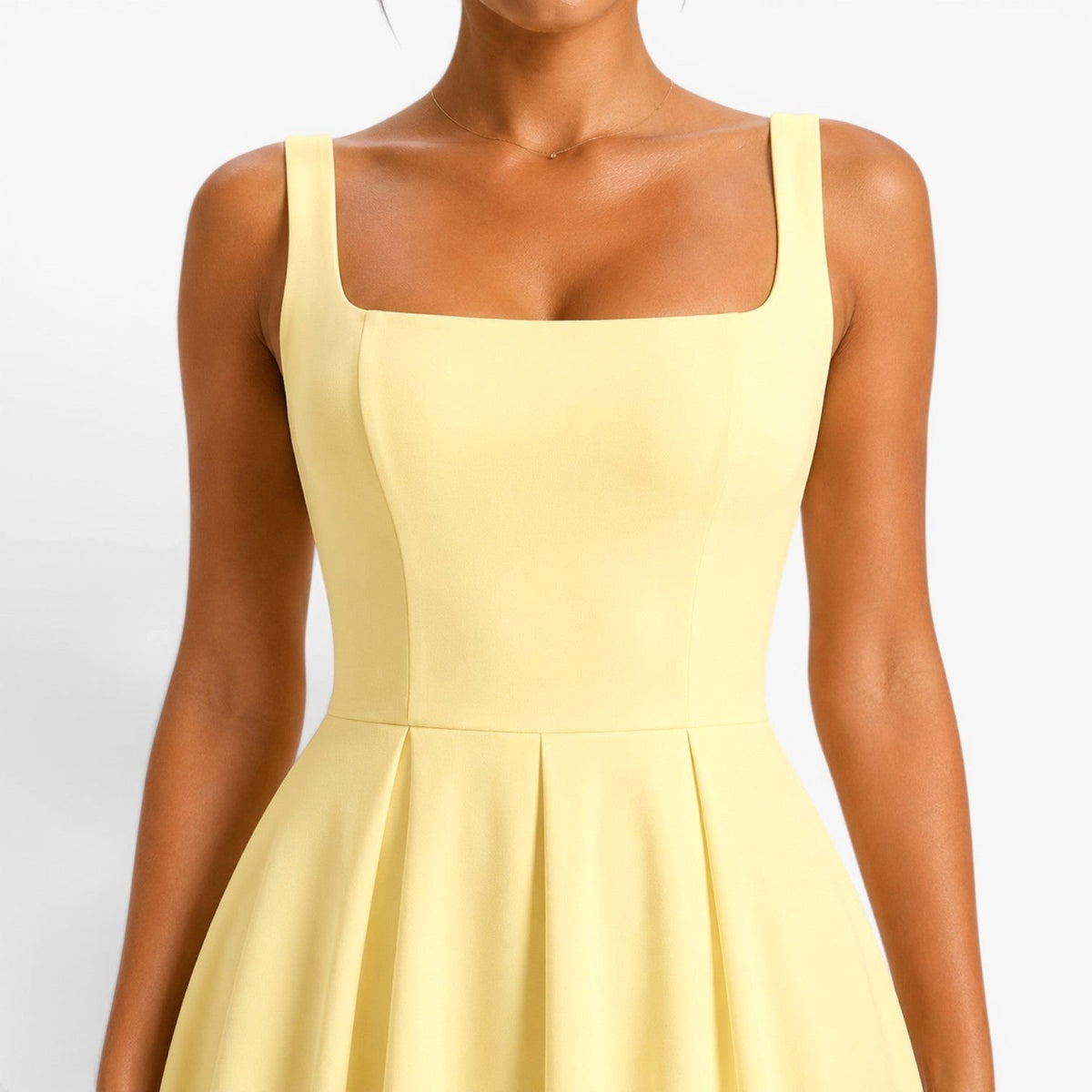 Hallie | Women's Pink Square-Neck Midi Dress, Sleeveless Occasion Dress | Bella Blue