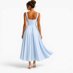 Hallie | Women's Pink Square-Neck Midi Dress, Sleeveless Occasion Dress | Bella Blue