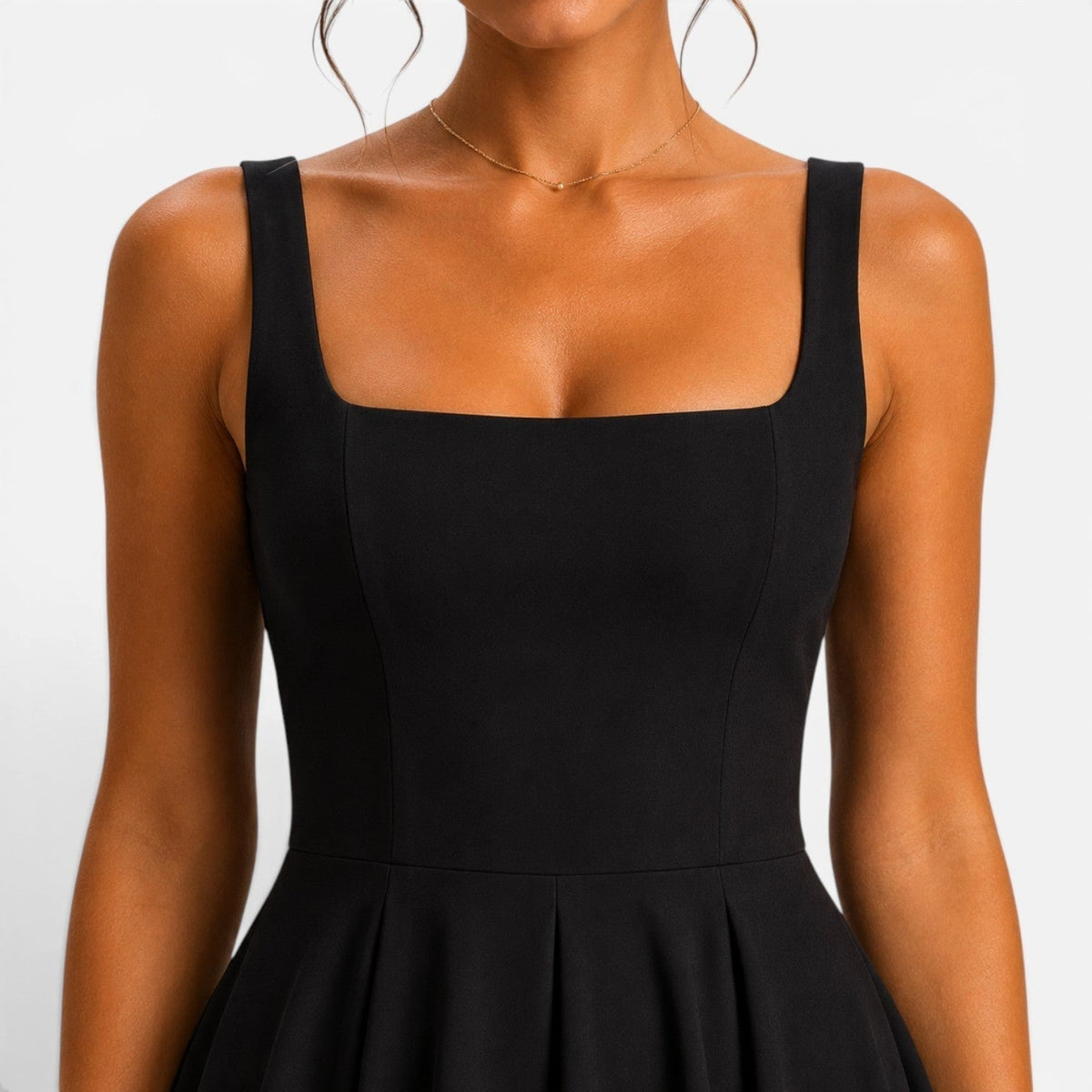 Hallie | Women's Pink Square-Neck Midi Dress, Sleeveless Occasion Dress | Bella Blue