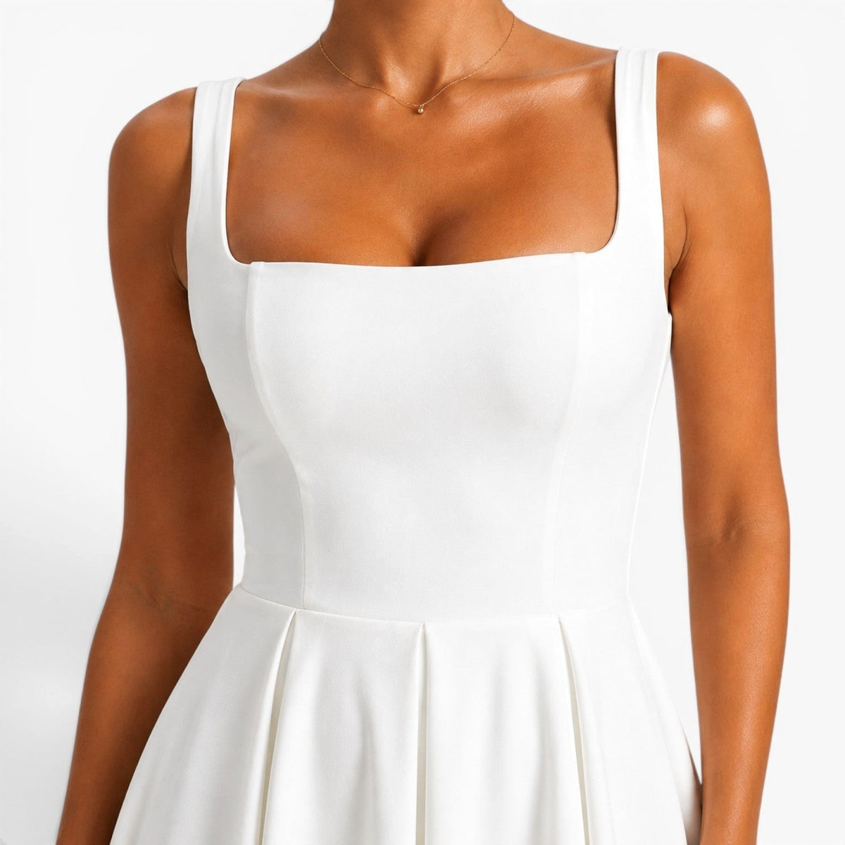 Hallie | Women's Pink Square-Neck Midi Dress, Sleeveless Occasion Dress | Bella Blue