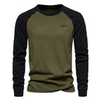Hannes | Men's Long-Sleeve Shirt with Contrast Detail, Sporty Long-Sleeve Shirt | Bella Blue | Green