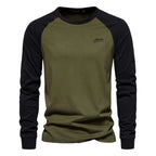 Hannes | Men's Long-Sleeve Shirt with Contrast Detail, Sporty Long-Sleeve Shirt | Bella Blue | Grey