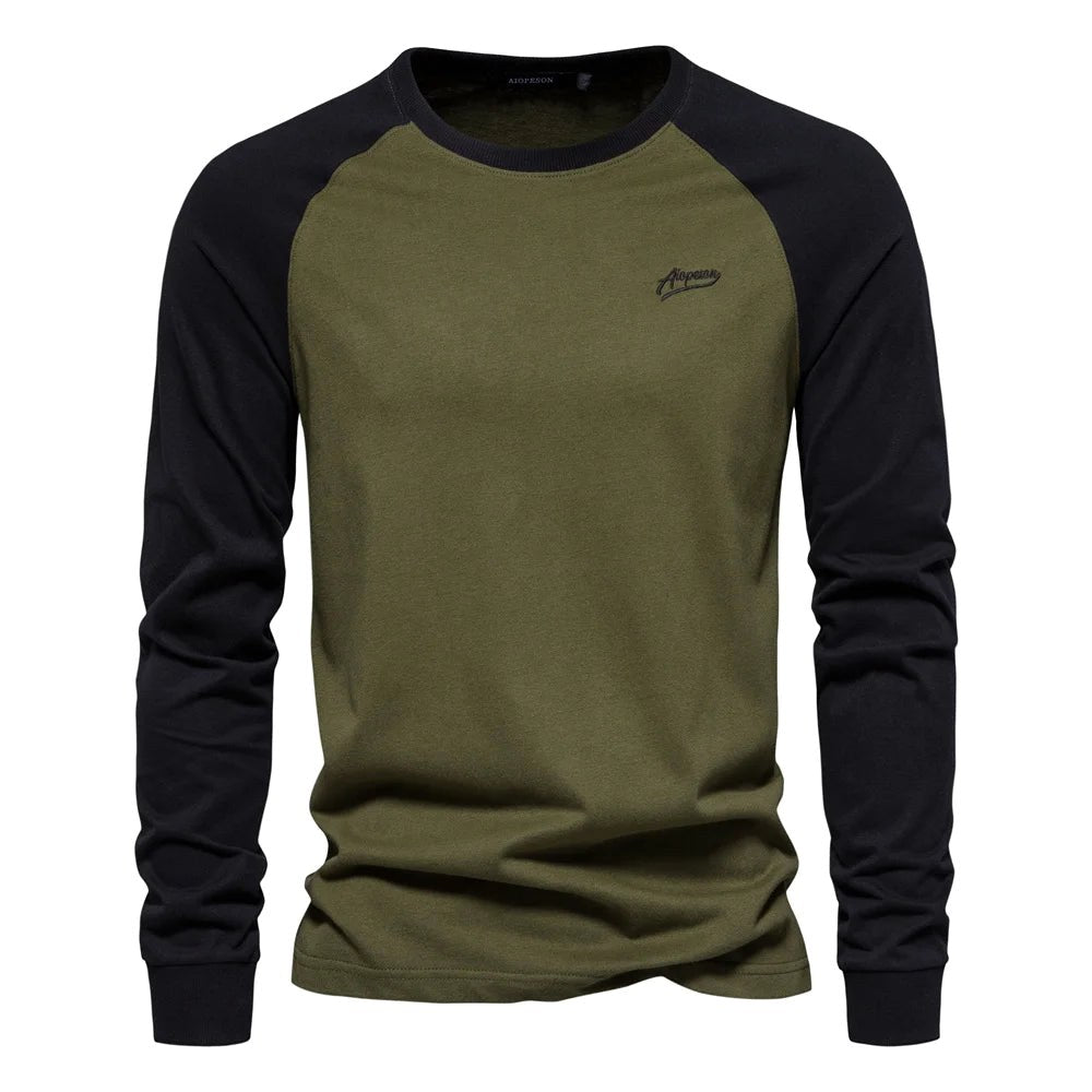 Hannes | Men's Long-Sleeve Shirt with Contrast Detail, Sporty Long-Sleeve Shirt | Bella Blue | Grey