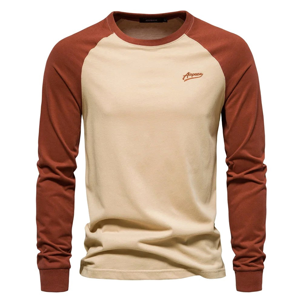 Hannes | Men's Long-Sleeve Shirt with Contrast Detail, Sporty Long-Sleeve Shirt | Bella Blue | Green