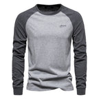 Hannes | Men's Long-Sleeve Shirt with Contrast Detail, Sporty Long-Sleeve Shirt | Bella Blue | Green