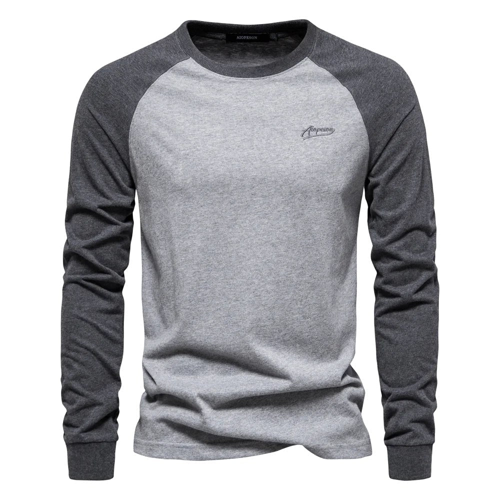 Hannes | Men's Long-Sleeve Shirt with Contrast Detail, Sporty Long-Sleeve Shirt | Bella Blue | Green
