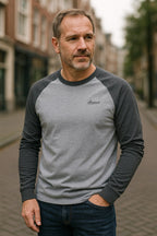 Hannes | Men's Long-Sleeve Shirt with Contrast Detail, Sporty Long-Sleeve Shirt | Bella Blue | Green