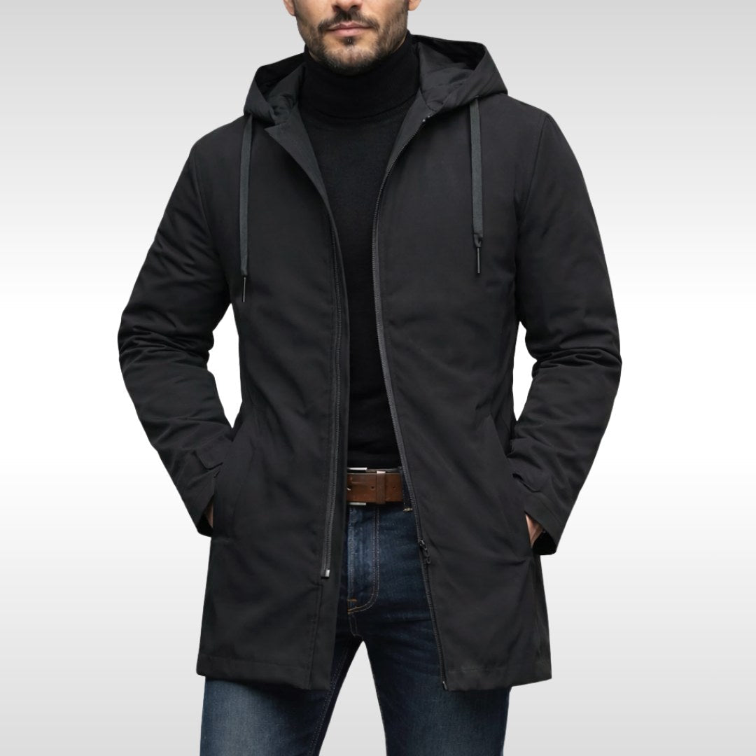 Hans | Men's Weatherproof Coat with Padding, Modern Winter Coat | Bella Blue | Black