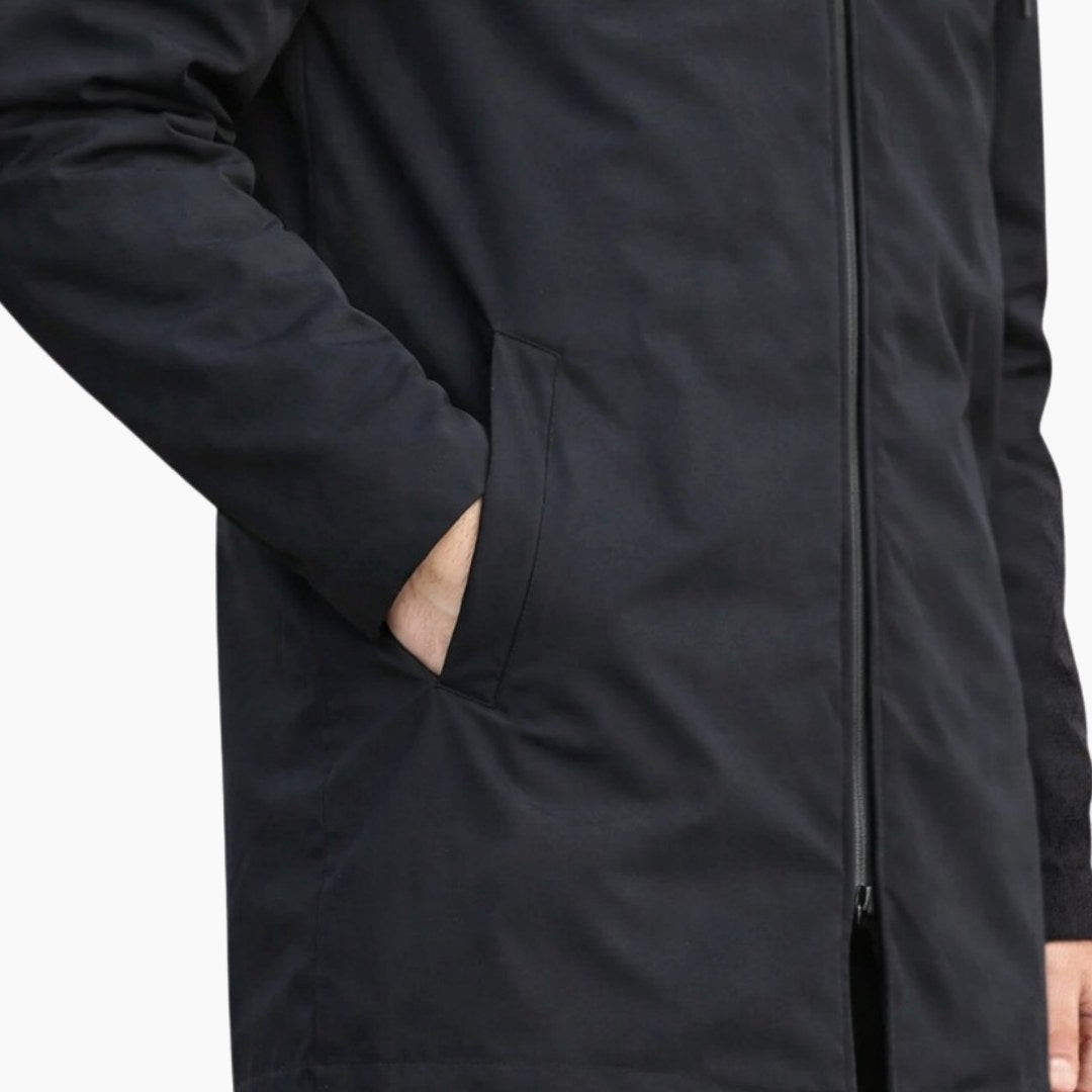 Hans | Men's Weatherproof Coat with Padding, Modern Winter Coat | Bella Blue | Black