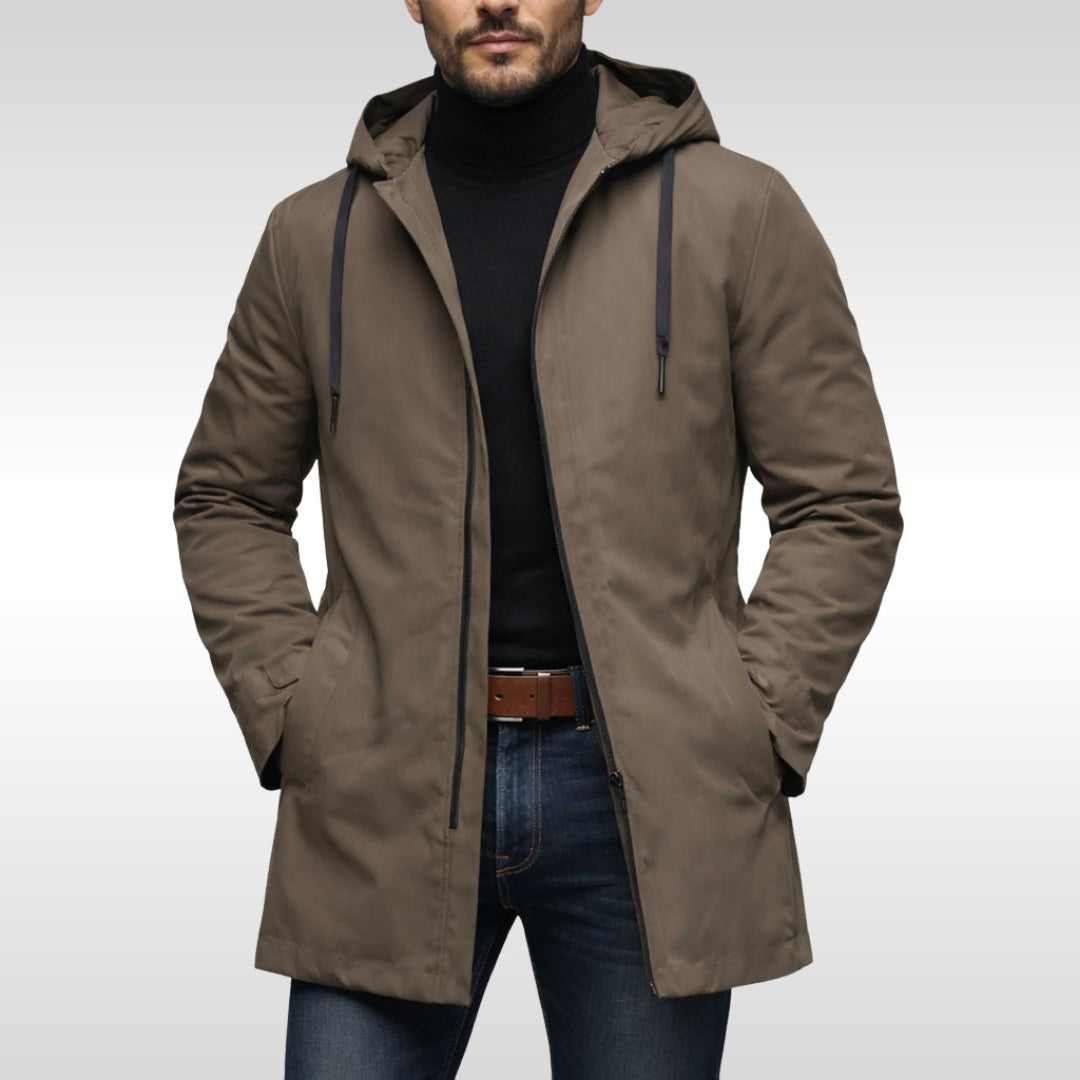 Hans | Men's Weatherproof Coat with Padding, Modern Winter Coat | Bella Blue | Brown