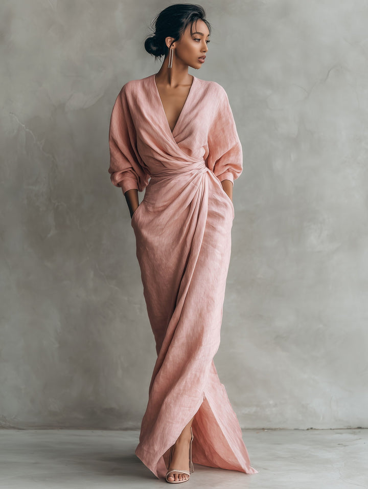 Harper | Women's V-Neck Linen Blend Maxi Dress - image 5
