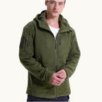 Harrison | Men's Warm Tactical Fleece Jacket, Hooded Outdoor Jacket | Bella Blue | Black