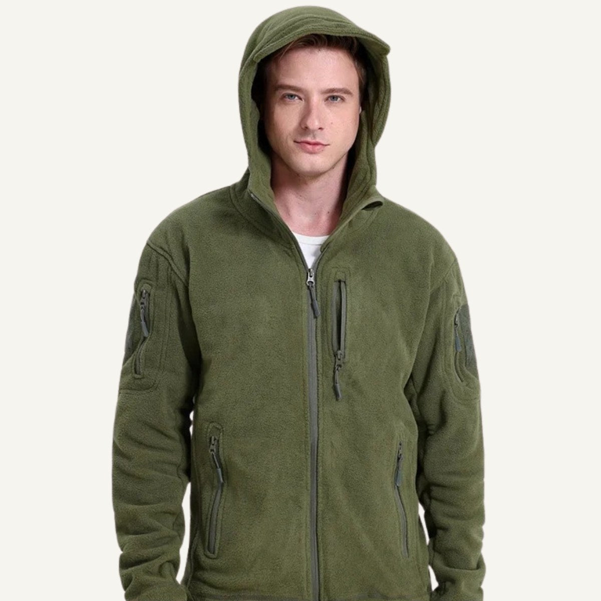 Harrison | Men's Warm Tactical Fleece Jacket, Hooded Outdoor Jacket | Bella Blue | Dark Grey