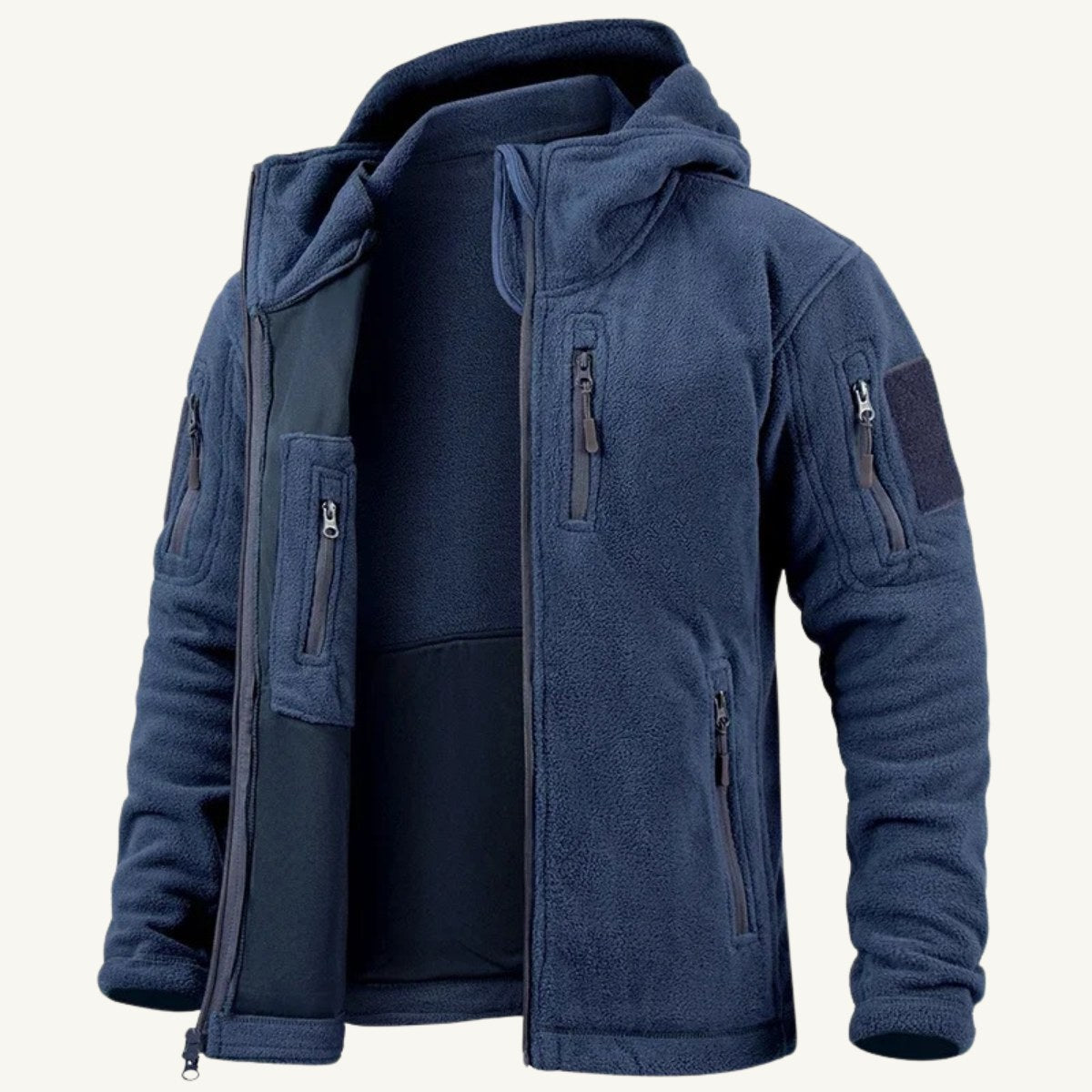 Harrison | Men's Warm Tactical Fleece Jacket, Hooded Outdoor Jacket | Bella Blue