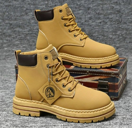 Harry | Men's Leather Lace-Up Work Boots, High-Top Construction Boots | Bella Blue | Brown