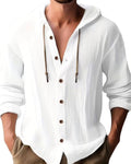 Harvey | Men's Hooded Long-Sleeve Shirt, Relaxed-Fit Casual Shirt | Bella Blue
