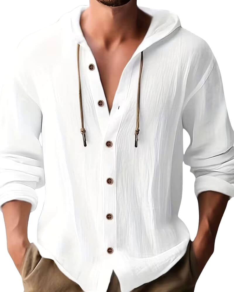 Harvey | Men's Hooded Long-Sleeve Shirt, Relaxed-Fit Casual Shirt | Bella Blue