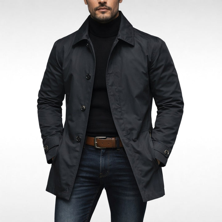 Harvey | Men's Tailored All-Weather Overcoat, Timeless Autumn Coat | Bella Blue
