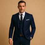 Heinrich | Men's Slim Fit Three-Piece Suit, Wedding Suit with Waistcoat | Bella Blue | Black