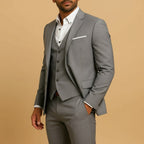 Heinrich | Men's Slim Fit Three-Piece Suit, Wedding Suit with Waistcoat | Bella Blue | Black