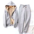 Helena | Women's Fleece-Lined Hoodie Jogger Tracksuit, Warming Set of Hoodie and Joggers | Bella Blue | Black