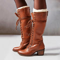 Henriette | Women's Lace-Up Leather Combat Boots, Block Heel Ankle Boots | Bella Blue