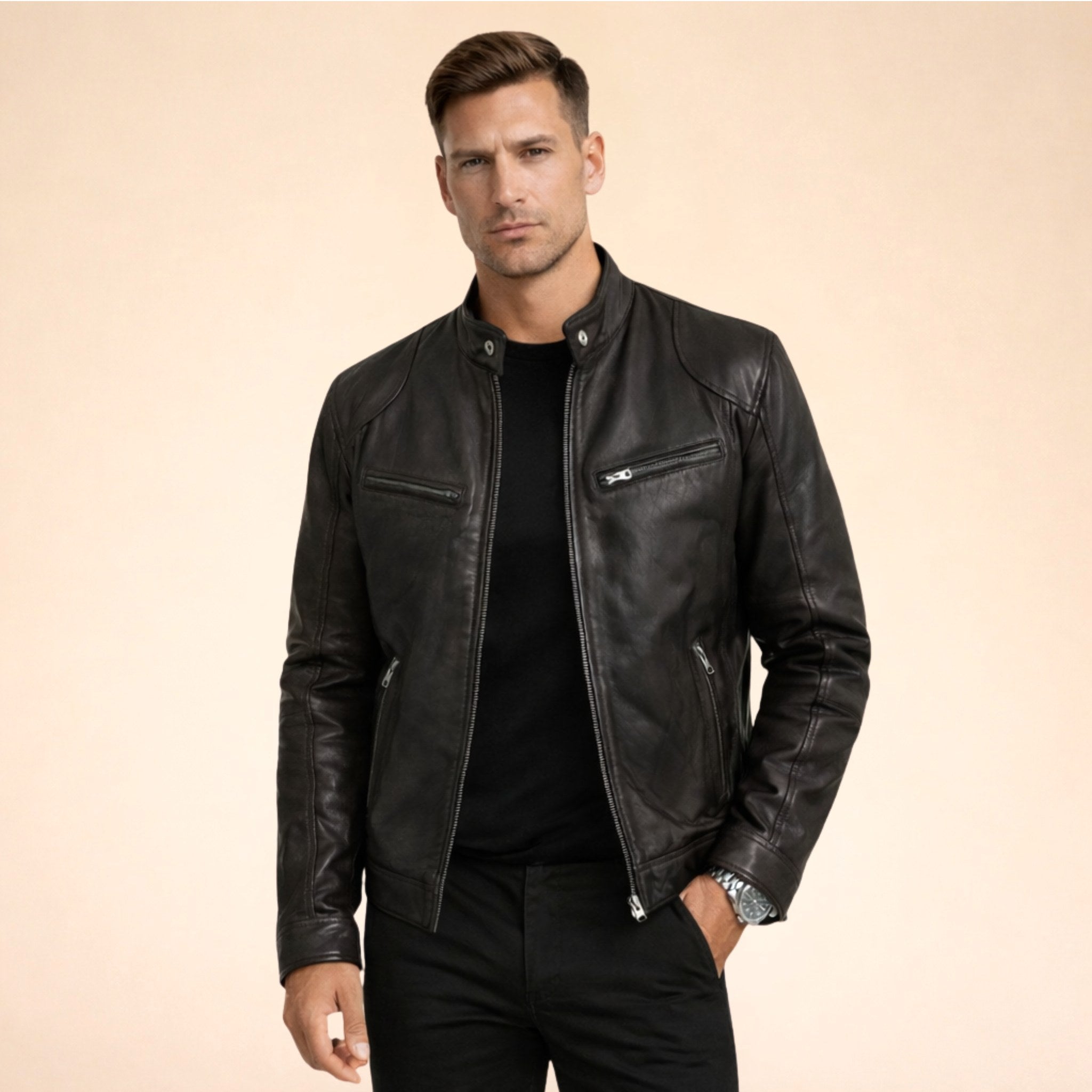 Henrik | Men's Jacket with Modern Design, Elegant Jacket for Every Occasion | Bella Blue | Black