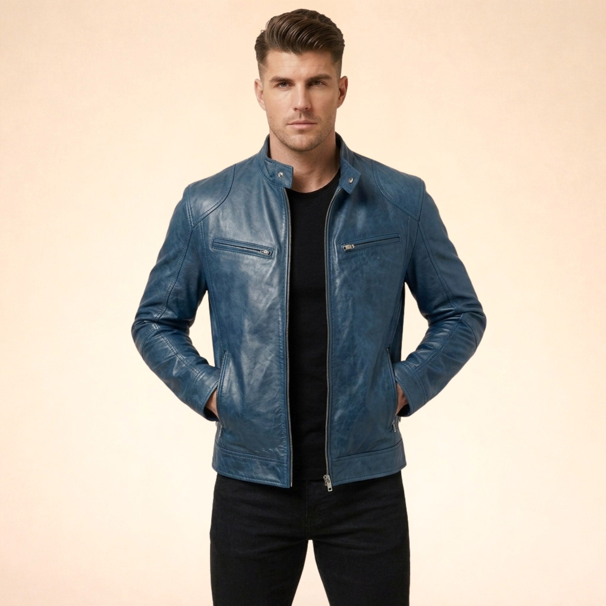 Henrik | Men's Jacket with Modern Design, Elegant Jacket for Every Occasion | Bella Blue | Black