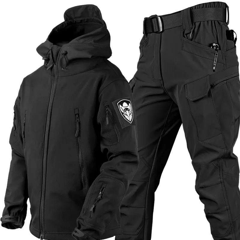 Henry | Men's Softshell Hooded Jacket and Tactical Trousers, Two-Piece Outdoor Set | Bella Blue
