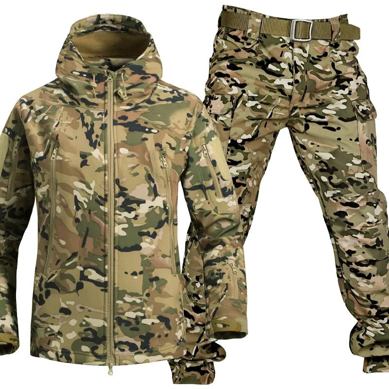 Henry | Men's Softshell Hooded Jacket and Tactical Trousers, Two-Piece Outdoor Set | Bella Blue