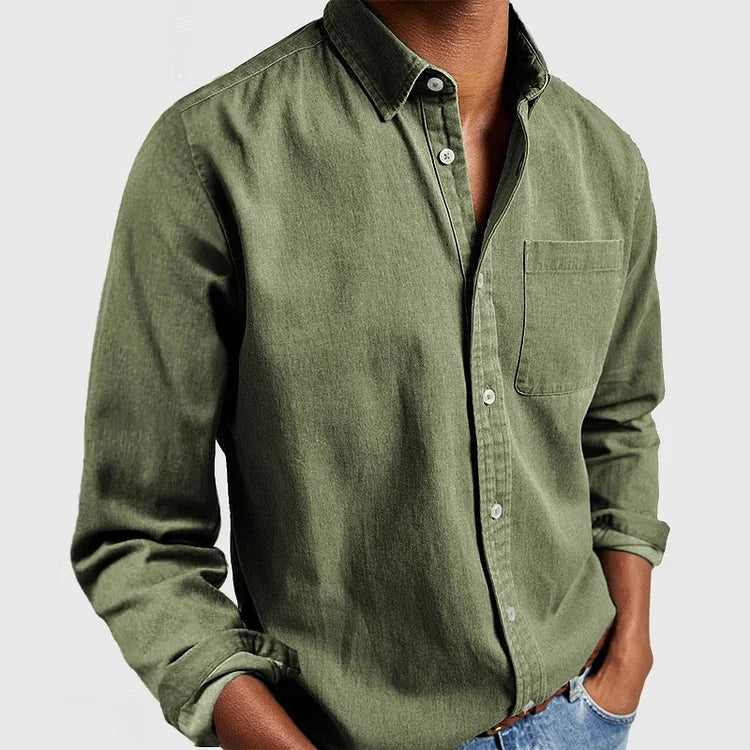 Henry | Men's Tailored Cotton Shirt, Smart Everyday Shirt | Bella Blue | Green