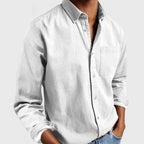 Henry | Men's Tailored Cotton Shirt, Smart Everyday Shirt | Bella Blue | White
