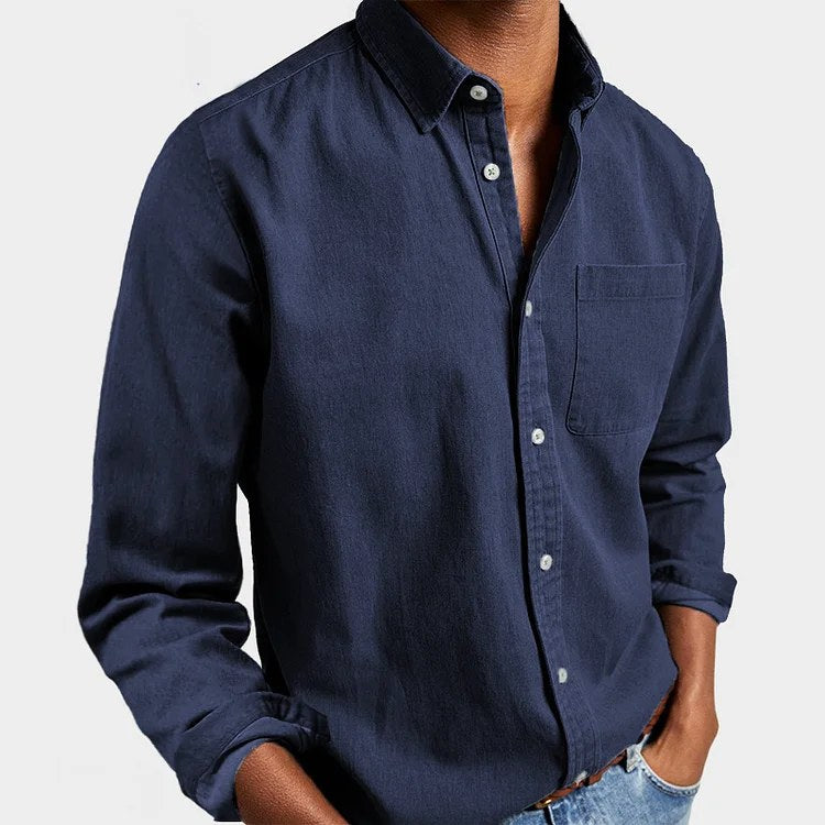 Henry | Men's Tailored Cotton Shirt, Smart Everyday Shirt | Bella Blue | Navy Blue