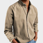 Henry | Men's Tailored Cotton Shirt, Smart Everyday Shirt | Bella Blue | Khaki