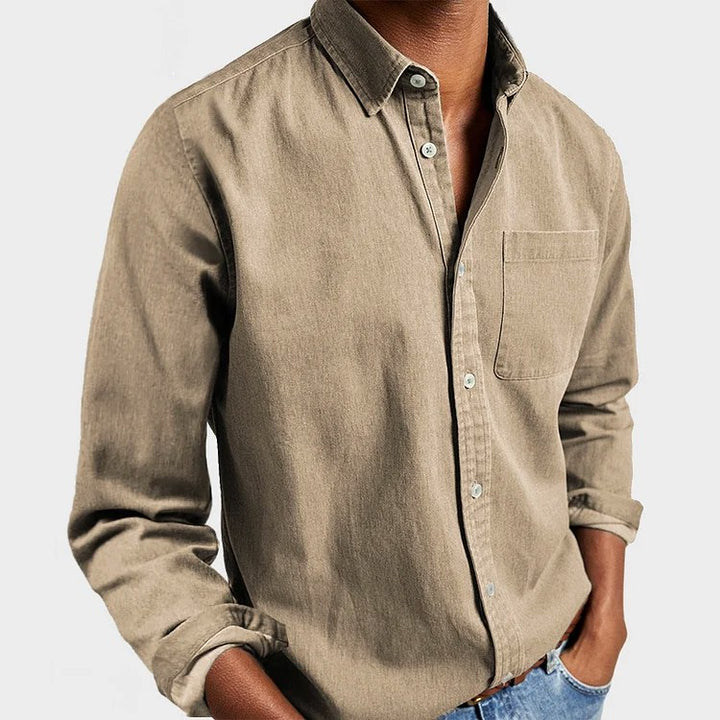 Henry | Men's Tailored Cotton Shirt, Smart Everyday Shirt | Bella Blue | Khaki