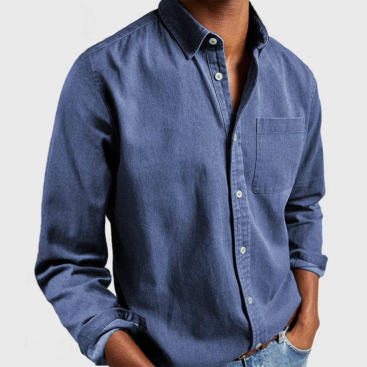 Henry | Men's Tailored Cotton Shirt, Smart Everyday Shirt | Bella Blue | Blue