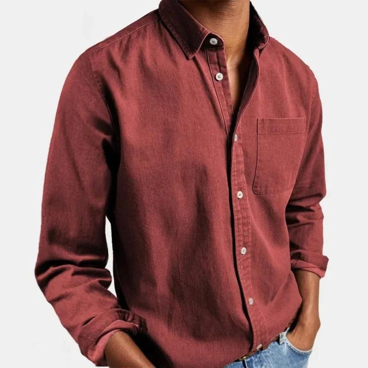 Henry | Men's Tailored Cotton Shirt, Smart Everyday Shirt | Bella Blue | Red