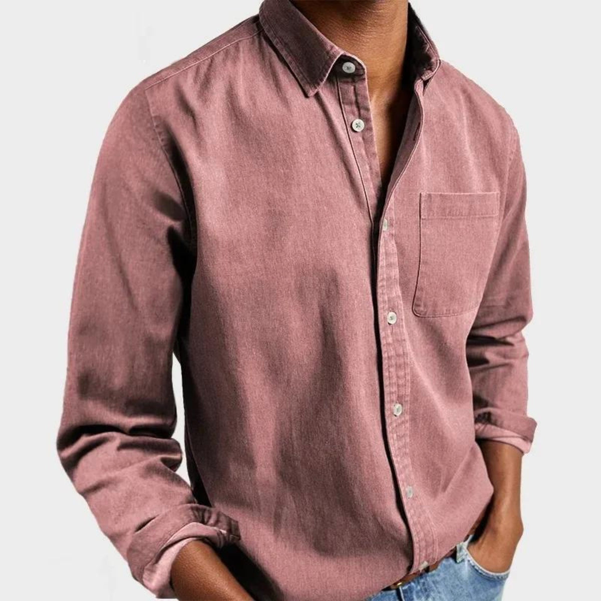 Henry | Men's Tailored Cotton Shirt, Smart Everyday Shirt | Bella Blue | Salmon