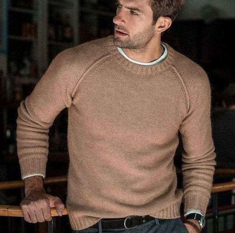 Hermann | Men's Knit Jumper with Timeless Design, Classic Men's Jumper | Bella Blue | White