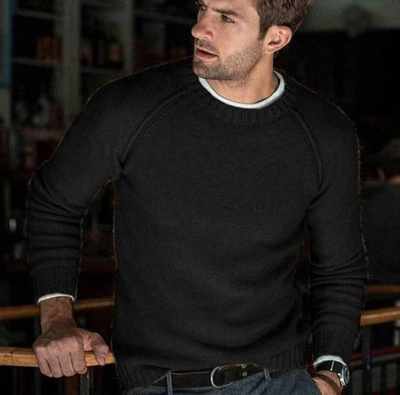 Hermann | Men's Knit Jumper with Timeless Design, Classic Men's Jumper | Bella Blue | Black