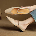 Holly | Women's Leather Mary Jane Mules, Pointed Toe Comfort Shoes | Bella Blue