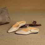 Holly | Women's Leather Mary Jane Mules, Pointed Toe Comfort Shoes | Bella Blue