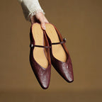 Holly | Women's Leather Mary Jane Mules, Pointed Toe Comfort Shoes | Bella Blue
