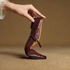 Holly | Women's Leather Mary Jane Mules, Pointed Toe Comfort Shoes | Bella Blue