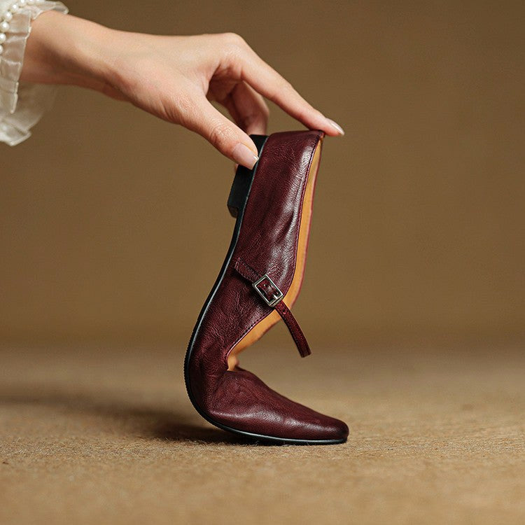 Holly | Women's Leather Mary Jane Mules, Pointed Toe Comfort Shoes | Bella Blue