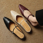 Holly | Women's Leather Mary Jane Mules, Pointed Toe Comfort Shoes | Bella Blue