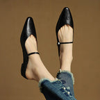 Holly | Women's Leather Mary Jane Mules, Pointed Toe Comfort Shoes | Bella Blue