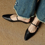 Holly | Women's Leather Mary Jane Mules, Pointed Toe Comfort Shoes | Bella Blue