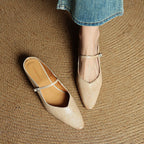 Holly | Women's Leather Mary Jane Mules, Pointed Toe Comfort Shoes | Bella Blue
