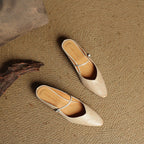Holly | Women's Leather Mary Jane Mules, Pointed Toe Comfort Shoes | Bella Blue